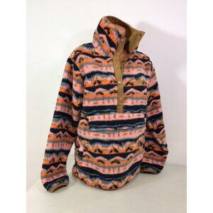 Billabong Fleece Plaid Jacket Snap Front Pullover Womens Medium